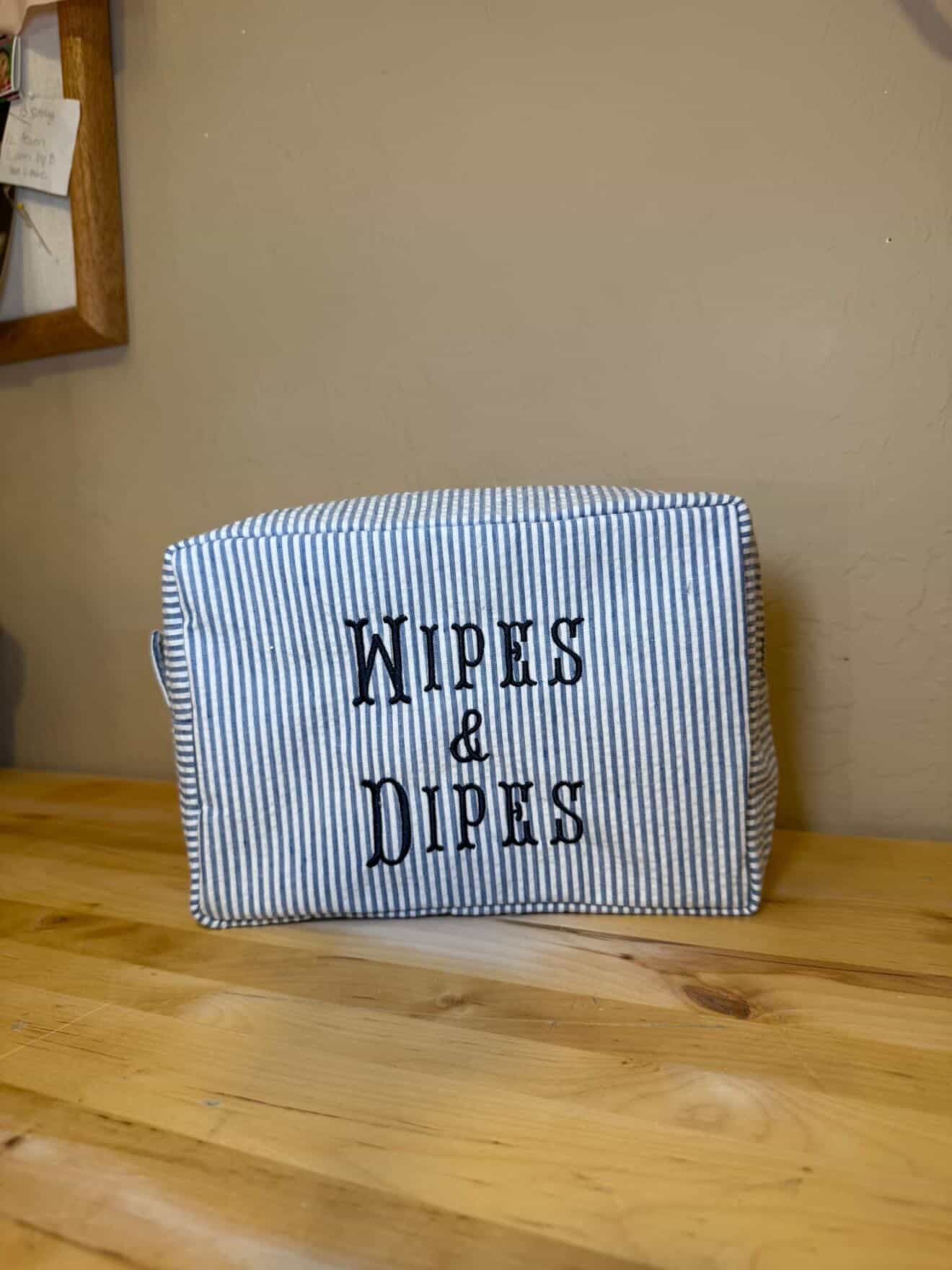Seersucker Makeup Pouch | Cosmetic Bag for Travel & Everyday Essentials