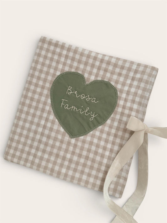 Personalized Embroidered Photo Album | Handmade Cotton Keepsake