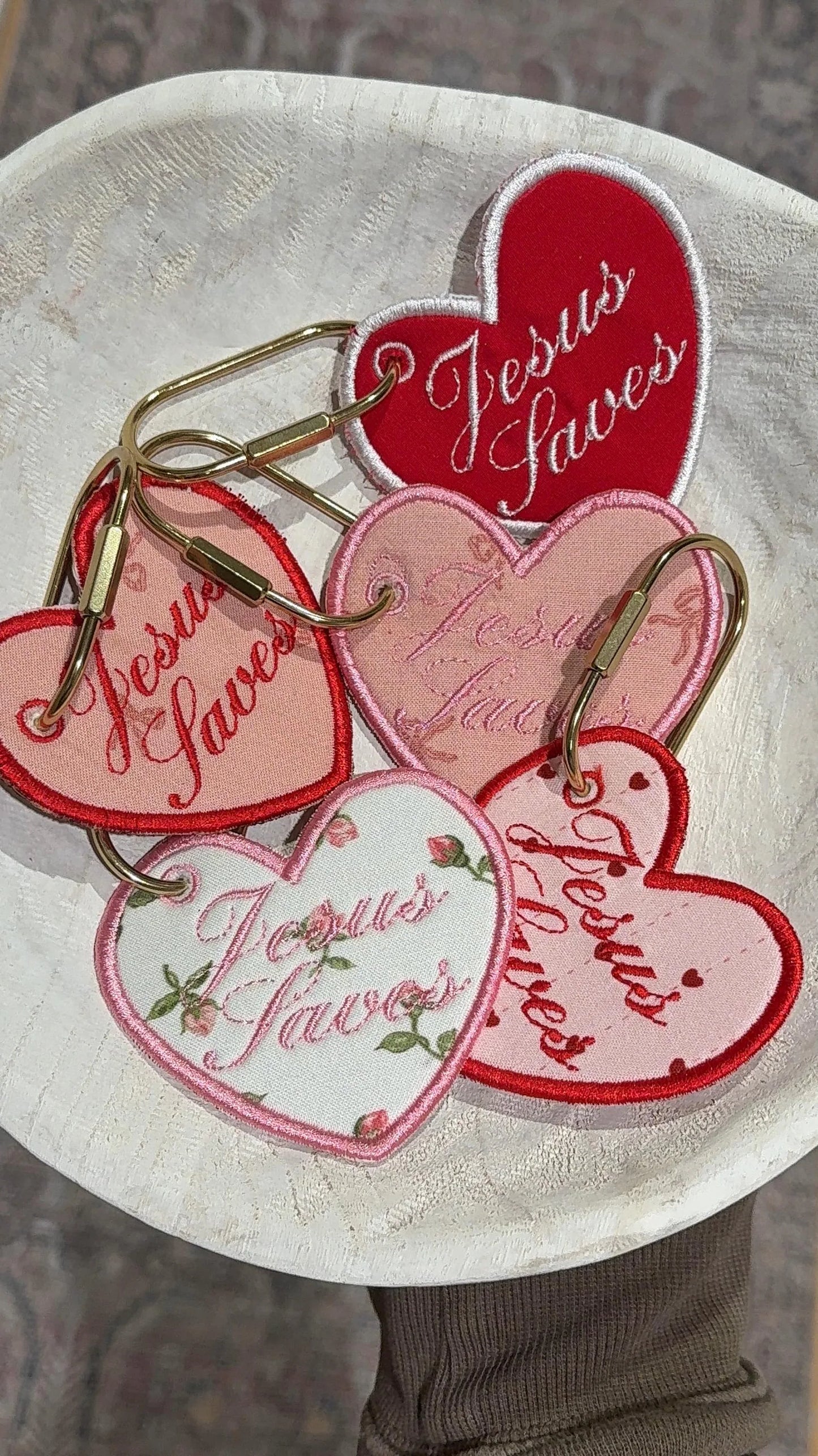 Embroidered Heart Bag Tag | Personalized Christian Keychain Gift